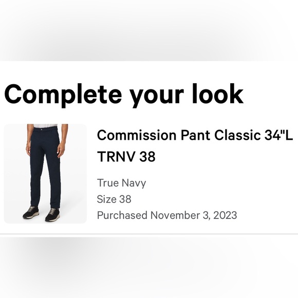 Like New Lululemon Commission Pant Classic Fit Men’s 38”x 30” TRNV - True Navy - Picture 15 of 16
